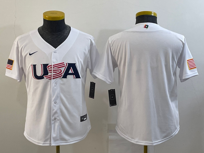 Women's USA Baseball Blank 2023 White World Baseball Classic Stitched Jersey(Run Small)